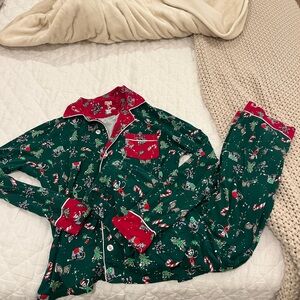 Roller Rabbit Green and Red Christmas Pajama Set